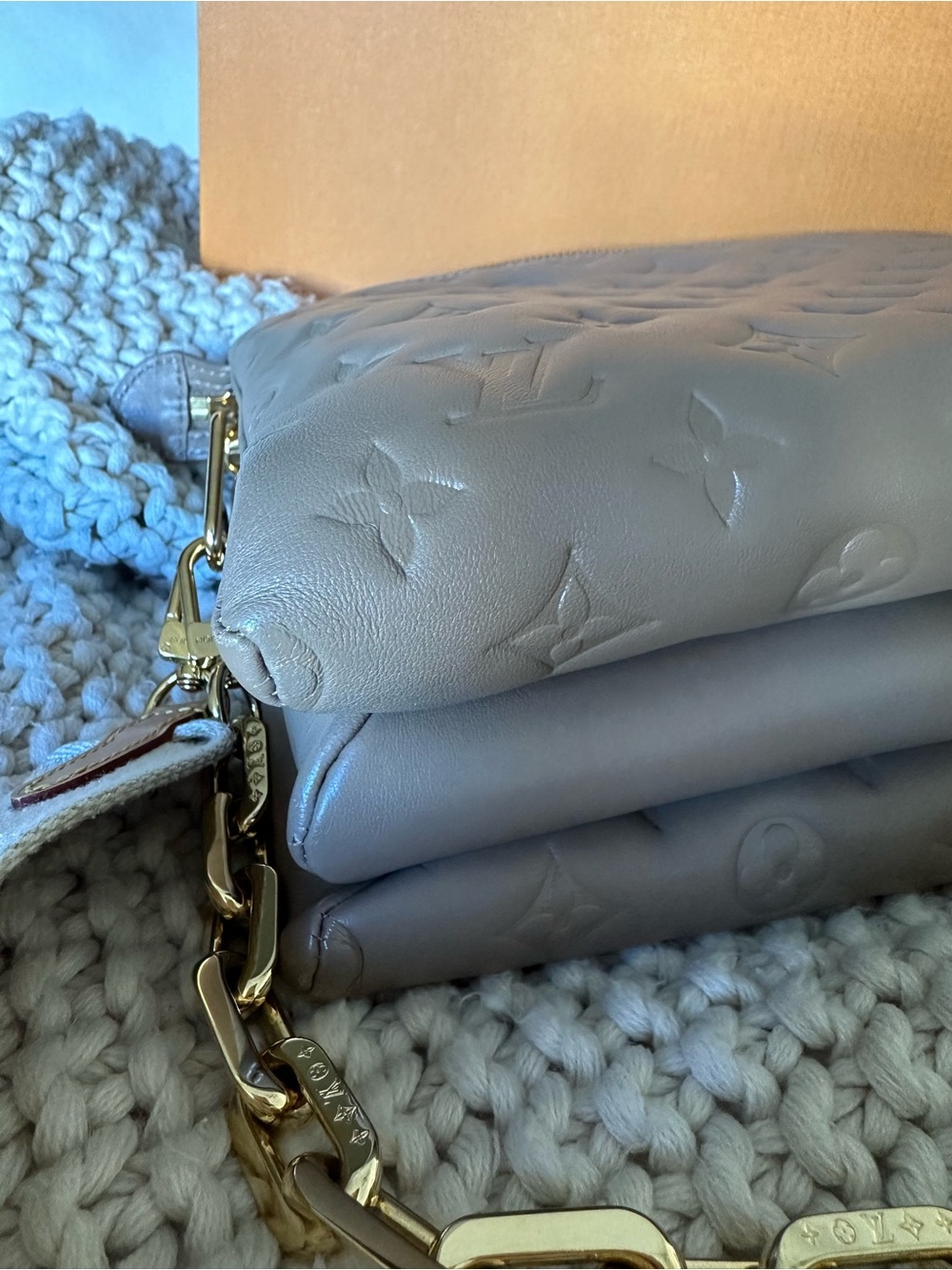 Louis Vuitton Beige Embossed Monogram Crossbody Bag with Cream Strap - Picture 5 of 10